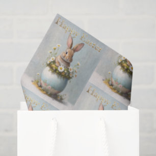 Vintage Easter Bunny with daisies Tissue Paper