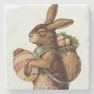 Vintage Easter Bunny with eggs Stone Coaster