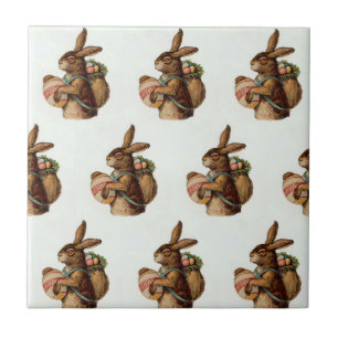 Vintage Easter Bunny with eggs Tile