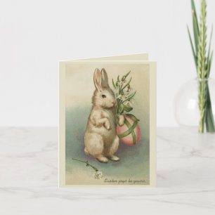 Vintage Easter card with bunny, flowers and egg