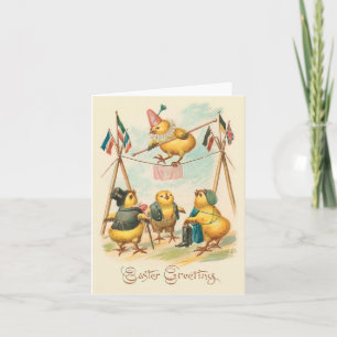Vintage Easter Card With Circus Chicks