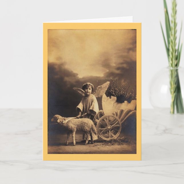 Vintage Easter Cherub Holiday Card (Front)