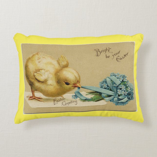 Vintage Easter Chick Decorative Pillow (Front)