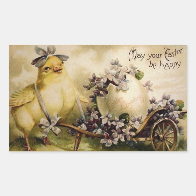 Vintage Easter Chick & Egg Cart Sticker (Front)