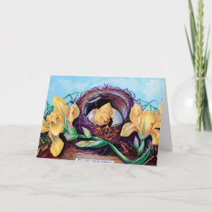 Vintage Easter Chick in Nest Holiday Card