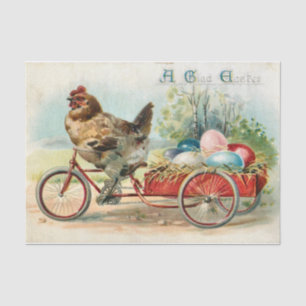 Vintage Easter Chicken Riding a Bicycle Tissue Paper