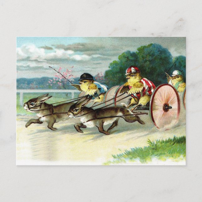 Vintage Easter Chicks and Rabbits Postcard (Front)