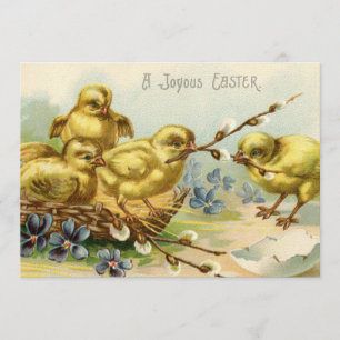 Vintage Easter Chicks Party Invitation