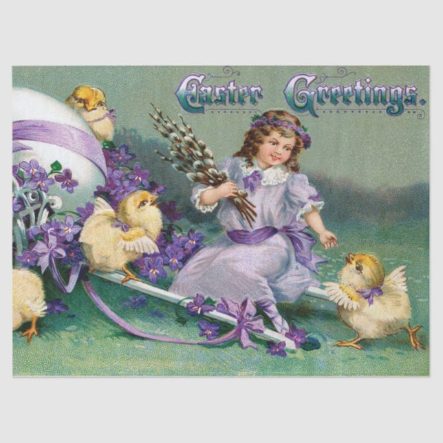 Vintage Easter chicks Tissue Paper (Front)