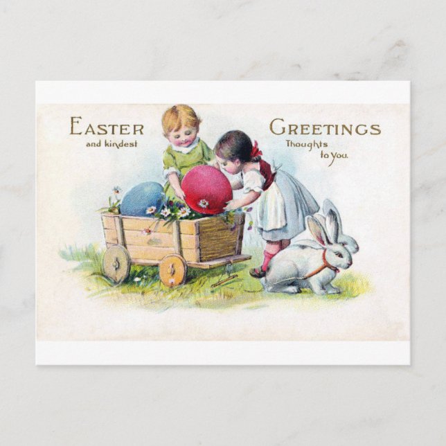 Vintage Easter Child Bunny Egg  Postcard (Front)