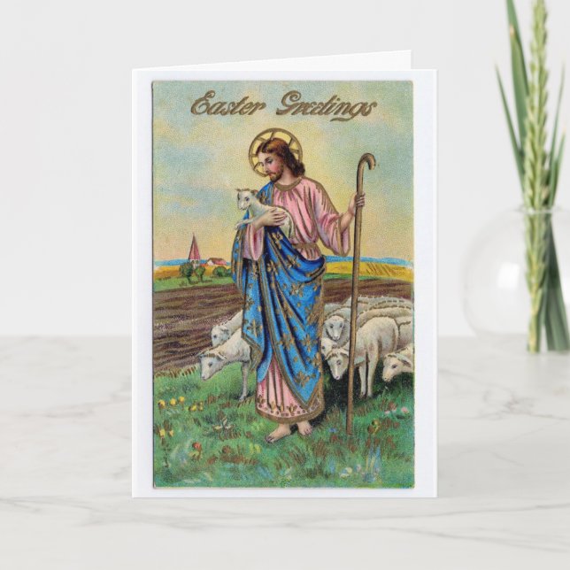 Vintage Easter -  Christ the Shepherd, Holiday Card (Front)