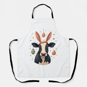 Vintage Easter Cow Bunny Ears Cute Farm Animal Egg Apron