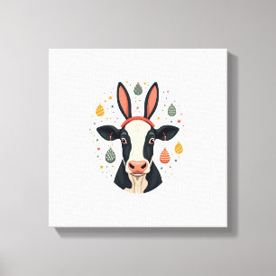 Vintage Easter Cow Bunny Ears Cute Farm Animal Egg Canvas Print