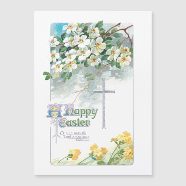 Vintage Easter Cross, Dogwood Blooms and Primroses (Front)