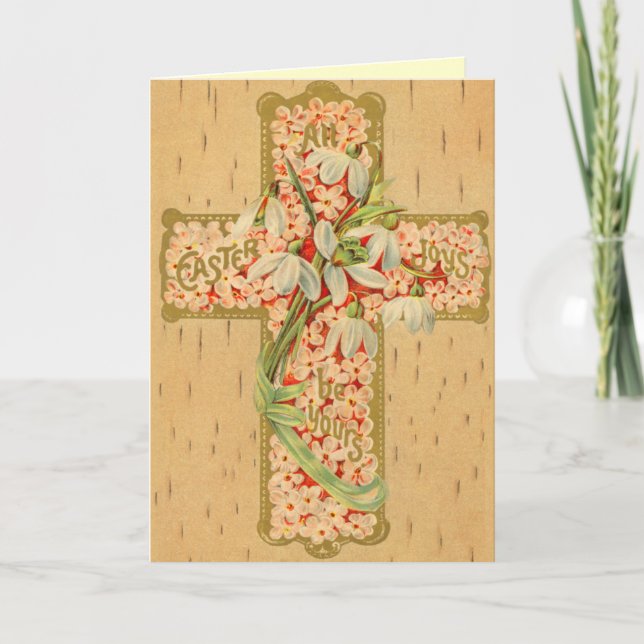 Vintage Easter Cross Holiday Card (Front)