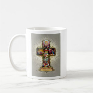 Vintage Easter Cross Religious Holiday Gold Coffee Mug