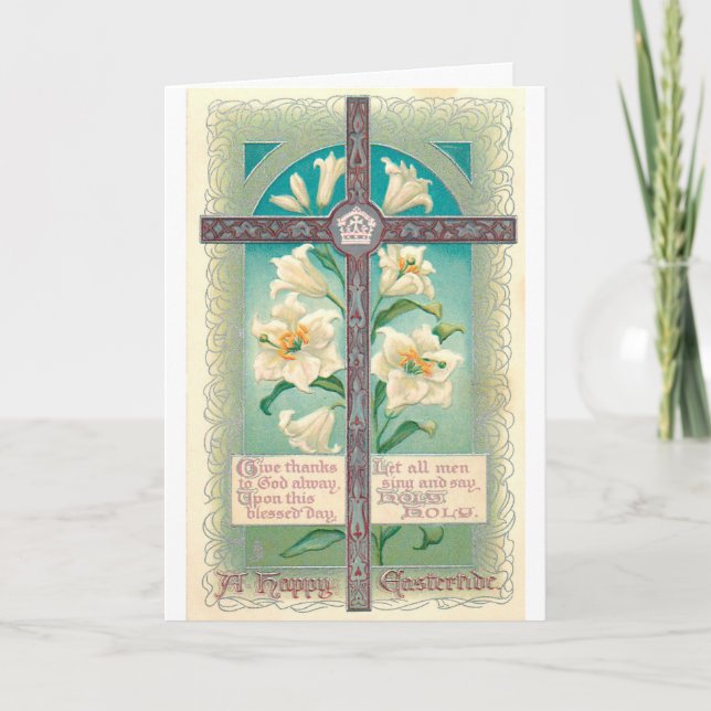 Vintage Easter Cross With Poem Card (Front)