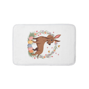 Vintage Easter Dachshund Bunny Dog with Floral Egg Bath Mat