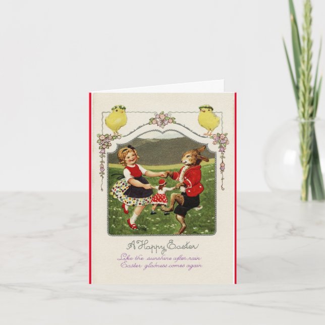 Vintage Easter Dancers Holiday Card (Front)