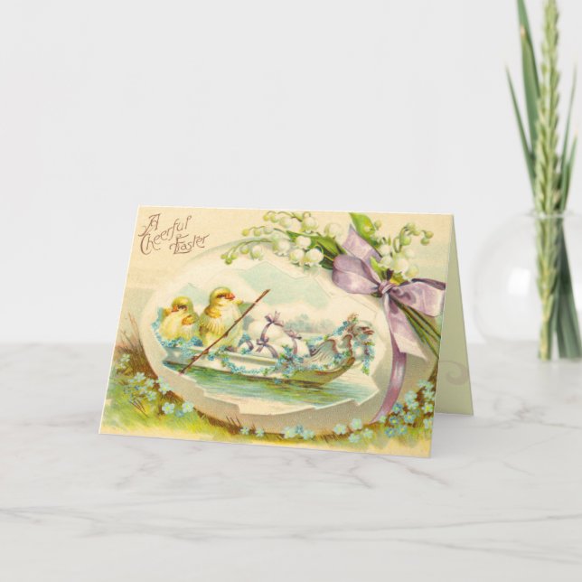 Vintage Easter Egg Chick Card (Front)