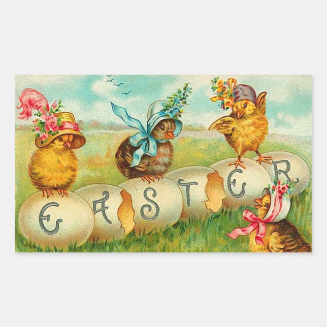Vintage Easter Egg Chicks Sticker (Front)