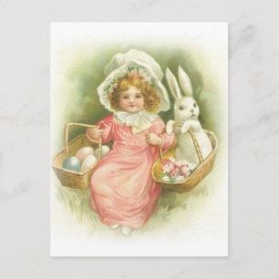 Vintage Easter Egg Gathering Holiday Postcard