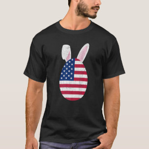 Vintage Easter Egg Hunt American Flag Patriotic Gr T-Shirt