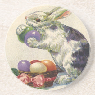 Vintage Easter Eggs and Victorian Easter Bunny Coaster