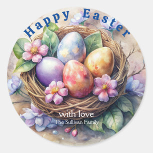 Vintage Easter Eggs Flowers.  Classic Round Sticker
