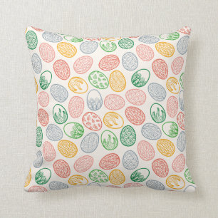 Vintage Easter Eggs Pattern Throw Pillow
