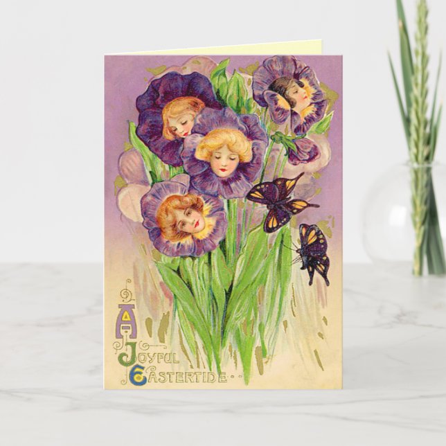 Vintage Easter Flowers Holiday Card (Front)
