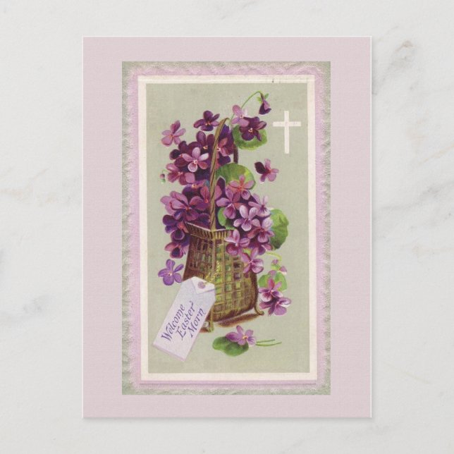 Vintage Easter Flowers Postcard (Front)