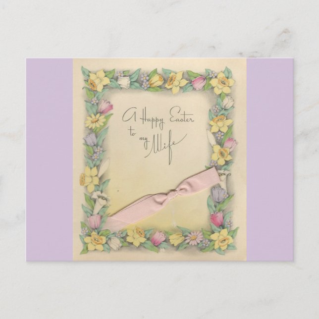 Vintage Easter For Wife "Mario" Holiday Postcard (Front)