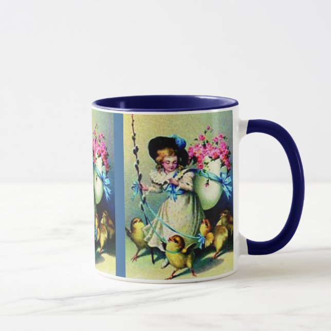 Vintage Easter Girl and Baby Chicks Mug (Right)