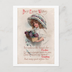 Vintage Easter Girl in Bonnet Postcard
