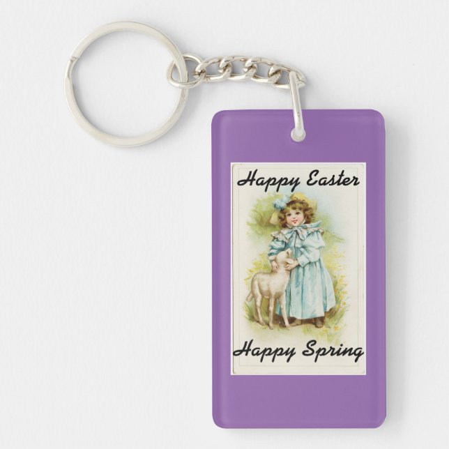 Vintage Easter Girl Keychain (Front)