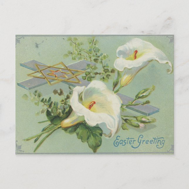 Vintage Easter Greeting Cross Postcard (Front)