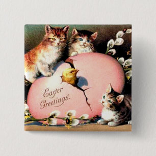Vintage - Easter Greetings 2 Inch Square Button