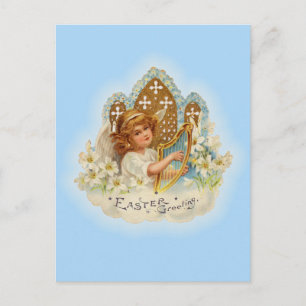 Vintage Easter Greetings Angel Holiday Postcard