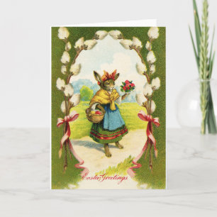 Vintage Easter Greetings Bunny Holiday Card