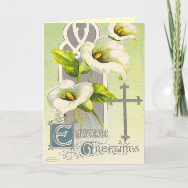 Vintage Easter Greetings Holiday Card (Front)