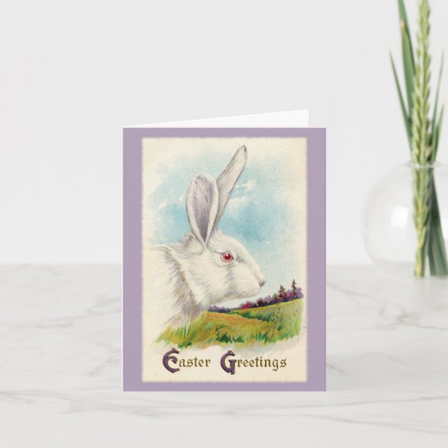 Vintage Easter Greetings Print Holiday Card (Front)