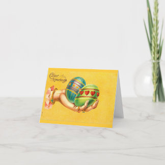 Vintage Easter Greetings with Eggs Holiday Card