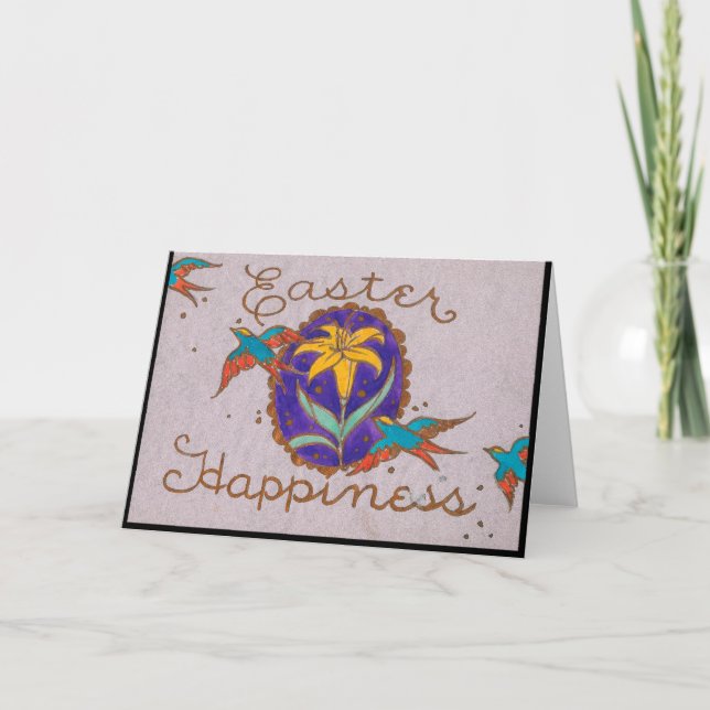 Vintage Easter Happiness Holiday Card (Front)
