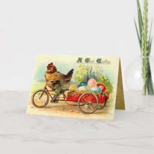 Vintage Easter Hen and Eggs Holiday Card
