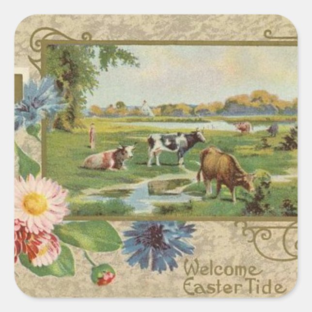 Vintage Easter Holiday art sticker (Front)