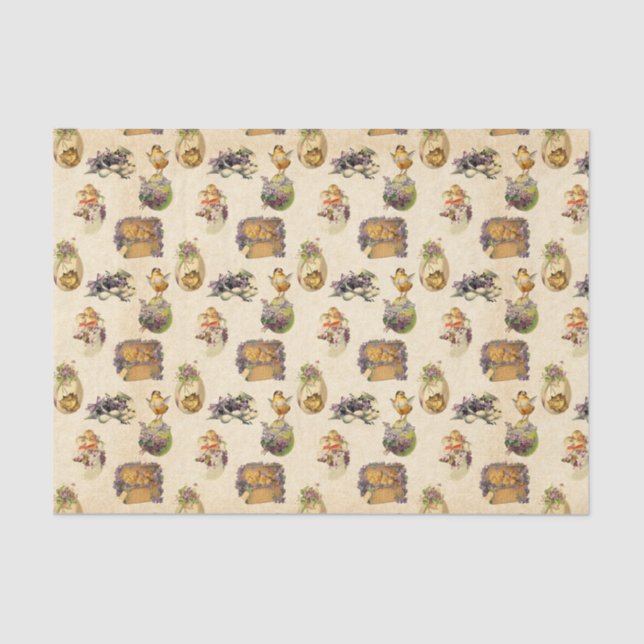 Vintage Easter Holiday pattern party tissue Tissue Paper (Front)