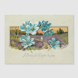 Vintage Easter Landscape and Forget-me-Nots