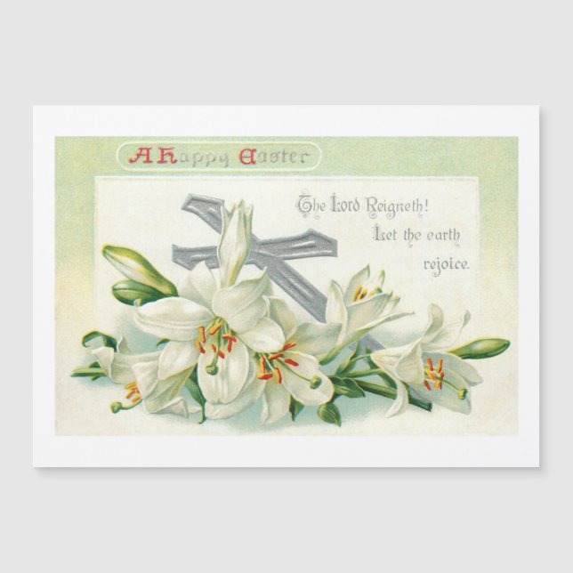Vintage Easter Lilies, Cross & Scripture (Front)