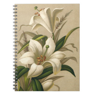 Vintage Easter Lilies, Victorian Flowers in Bloom Notebook